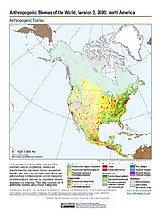Map: Anthropogenic Biomes, v2 (2000): North America