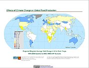 Map: Projected % Change in Grain Yield, SRES A1F (2050)