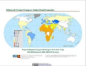 Map: Projected % Change in Grain Yield, SRES A1F (2080)