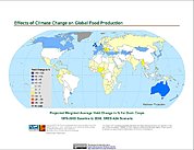 Map: Projected % Change in Grain Yield, SRES A2A (2050)
