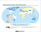 Map: Projected % Change in Grain Yield, SRES A2B (2050)