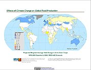 Map: Projected % Change in Grain Yield, SRES A2C (2050)