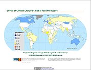 Map: Projected % Change in Grain Yield, SRES B1A (2050)