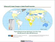 Map: Projected % Change in Grain Yield, SRES B1A (2080)