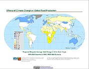 Map: Projected % Change in Grain Yield, SRES B2A (2080)
