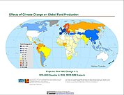 Map: Projected % Change in Rice Yield, SRES B2B (2050)