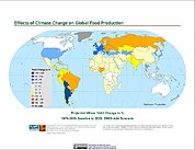 Map: Projected % Change in Wheat Yield, SRES A2A (2020)