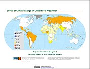 Map: Projected % Change in Wheat Yield, SRES B1A (2020)