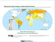 Map: Projected % Change in Wheat Yield, SRES B2B (2020)