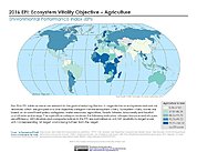 Map: Ecosystem Vitality - Agriculture, EPI 2016