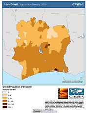 Map: Population Density (2000): Ivory Coast