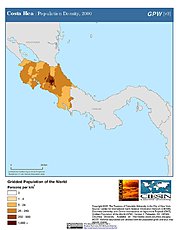 Map: Population Density (2000): Costa Rica