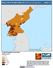 Map: Population Density (2000): North Korea