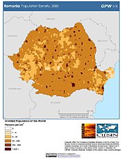 Map: Population Density (2000): Romania