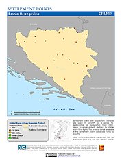 Map: Settlement Points: Bosnia & Herzegovina