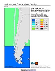Map: % Chlorophyll-a Concentration Change (1998-2007): Chile
