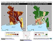 Map: Population Density & LECZ: Bangladesh