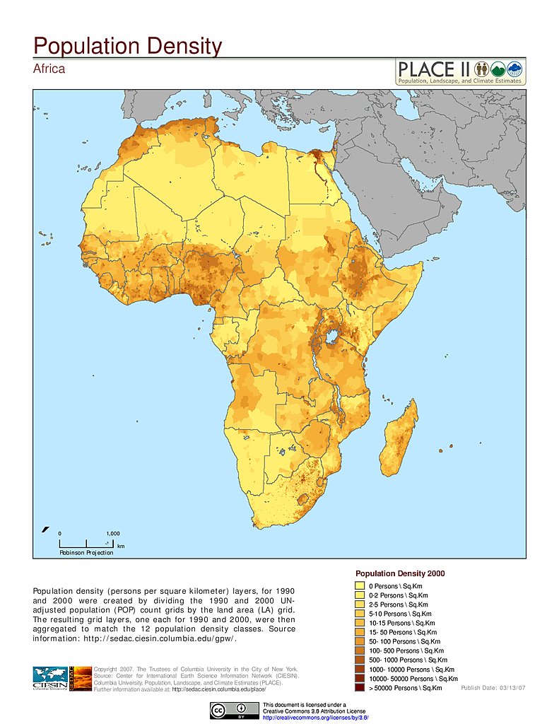 List Of Population Density In Africa South Of The Sahara 106