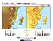 Map: Elevation Zones & Population Density: Southeastern Africa & Madagascar