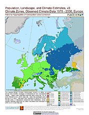 Map: Observed Climate Data - Climate Zones (1976-2000): Europe