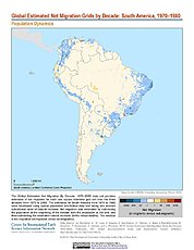 Map: Net Migration (1970-1980): South America