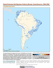 Map: Net Migration (1990-2000): South America