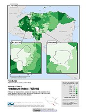 Map: Poverty Headcount Index, ADM2: Honduras