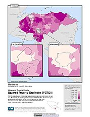 Map: Extreme Squared Poverty Gap Index, ADM2: Honduras