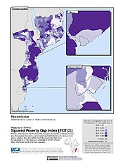 Map: Squared Poverty Gap Index, ADM3: Mozambique