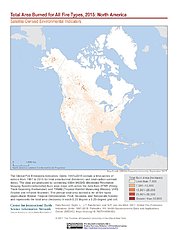 Map: Total Area Burned All Fire Types (2015): North America