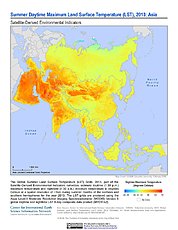 Map: Summer Daytime Maximum LST (2013): Asia