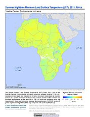 Map: Summer Nighttime Minimum LST (2013): Africa