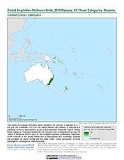 Map: Amphibian Richness - All Threats, 2015: Oceania