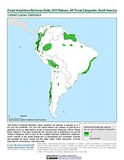 Map: Amphibian Richness - All Threats, 2015: South America