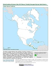 Map: Amphibian Richness - Critically Endangered, 2015: North America