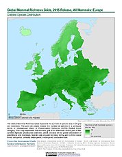 Map: Mammal Richness, 2015: Europe
