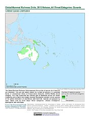 Map: Mammal Richness - All Threats, 2015: Oceania