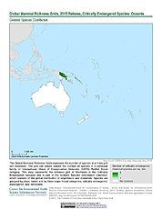 Map: Mammal Richness - Critically Endangered, 2015: Oceania