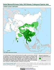 Map: Mammal Richness - Endangered, 2015: Asia
