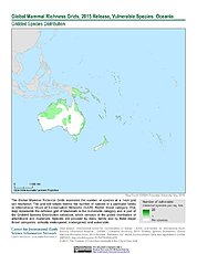 Map: Mammal Richness - Vulnerable, 2015: Oceania