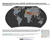 Map: Historical Urban Population (3700BC - AD2000): Earliest Year