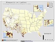 Map: % Hispanic or Latino Population (2000): U.S.A.