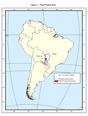 map of S. America showing project boundary