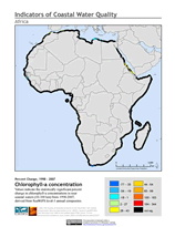 Map showing chlorophyl-a concentrations in coastal areas of Africa