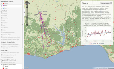 Map showing rainy season rainfall variability in Ghana