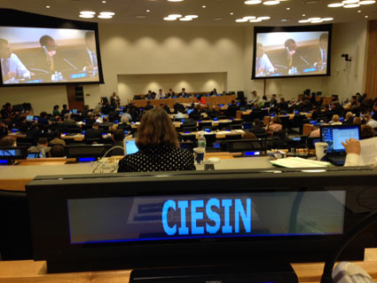 photo from UN-GGIM Meeting shows banner of CIESIN