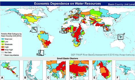 Map of transboundary economic dependence on water resources