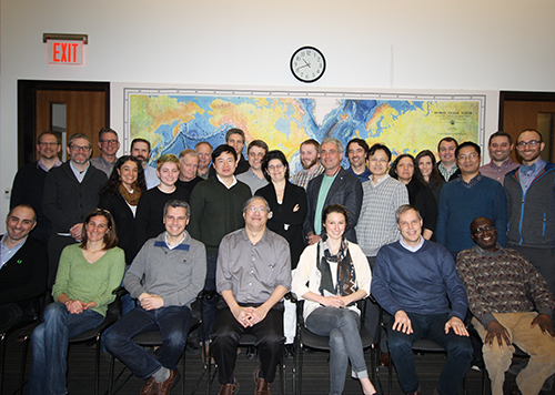 Participants at a meeting on settlements, infrastructure, and population data, Lamont campus, February 2.