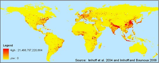 Figure 2. Human Appropriation of Net Primary Productivity (HANPP) (in grams of carbon)