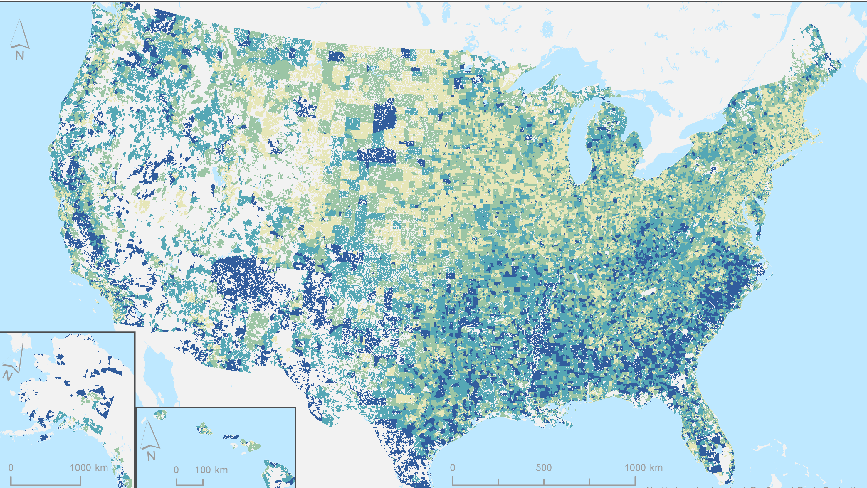 thumbnail of gridded US map of overall social vulnerability factors